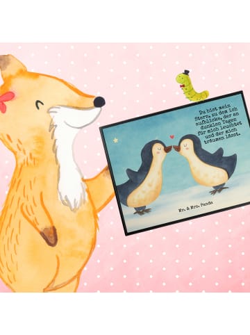 Mr. & Mrs. Panda Tischschoner Pinguin Liebe Design mit Spruch in Weiß