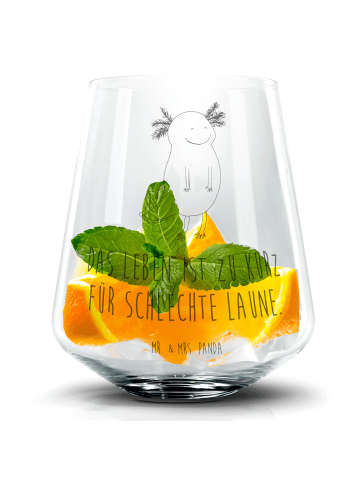 Mr. & Mrs. Panda Glas Axolotl Glücklich mit Spruch in Transparent
