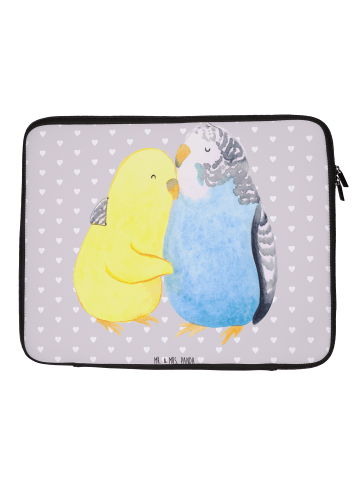 Mr. & Mrs. Panda Laptop Tasche Wellensittich Liebe ohne Spruch in Grau Pastell