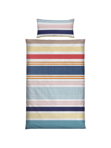 REDBEST Satin Bettwäsche in jeans-bordeaux-beige