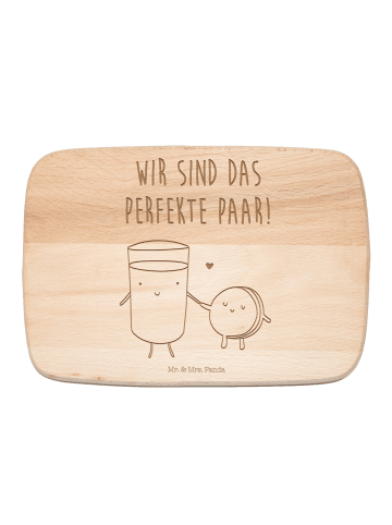 Mr. & Mrs. Panda Frühstücksbrett Milch Keks mit Spruch in Transparent