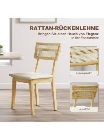 HOMCOM Esszimmerstuhl-53L x 46,5B x 85H cm-Naturholz