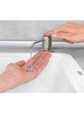 Wenko Seifenspender in MONTI-Arbeitsplatte, 400 ml in Silbern, 5,8 x 31 x 5,8 cm