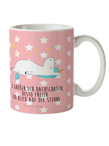 Mr. & Mrs. Panda Kindertasse Einhorn Sternenhimmel mit Spruch in Rot Pastell