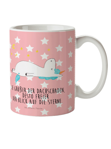 Mr. & Mrs. Panda Plastikbecher Einhorn Sternenhimmel mit Spruch in Rot Pastell