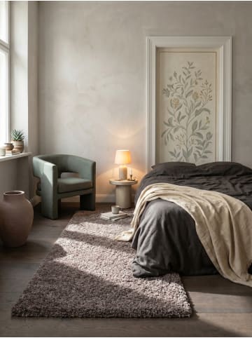 KADIMA DESIGN Teppich Hochflor Shaggy Waschbar Einfarbig RHEIN Strapazierfähig in Taupe