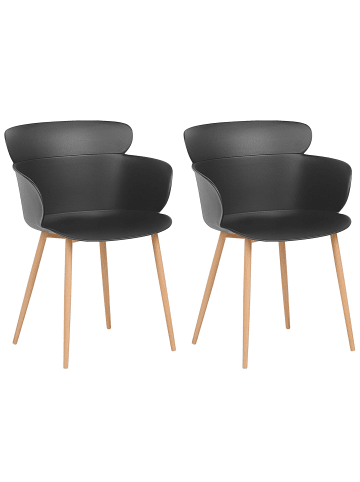 Beliani 2er-Set Esszimmerstuhl SUMKLEY in Schwarz/Braun