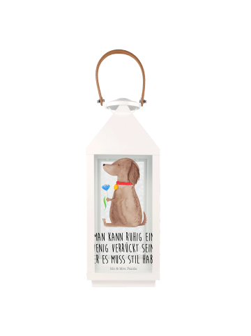 Mr. & Mrs. Panda Gartenlaterne Hund Blume mit Spruch in Transparent