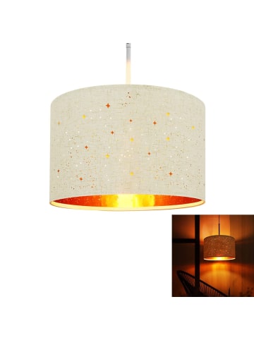 ZMH Pendelleuchte 1-flammige E27 in Weiß mit Stofflampenschirm Sternenhimmel-Design