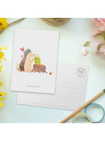 Mr. & Mrs. Panda Postkarte Igel Federschmuck ohne Spruch in Weiß