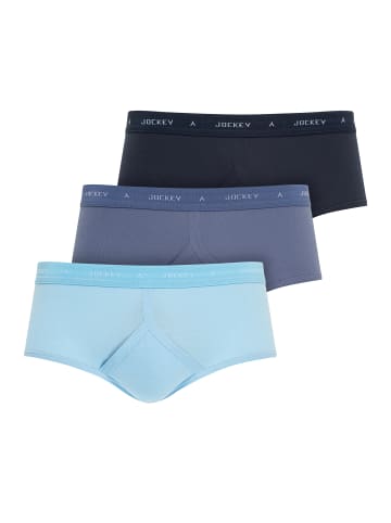 Jockey Slips Uk Classic Cotton Rib Y-Front 3 Stück in Blau/Dunkelblau
