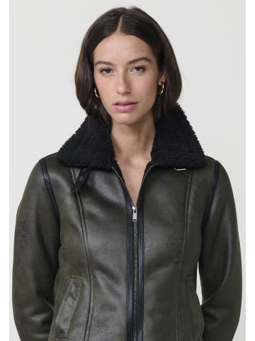 KOROSHI Damen Doubleface-Jacke in Kunstlederoptik in khaki