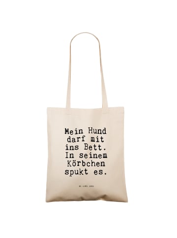 Mr. & Mrs. Panda Shopping Tasche Mein Hund darf mit... mit Spruch in Creme