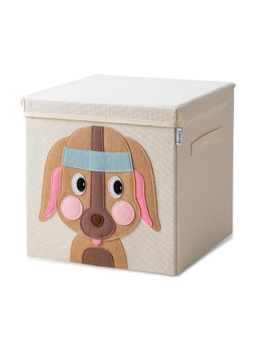 Lifeney Aufbewahrungsbox mit Deckel Hund dunkel, 33 x 33 x 33 cm