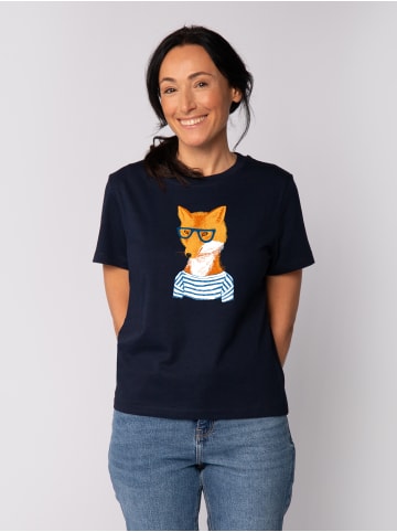 wat? Apparel T-Shirt Fuchs in Dunkelblau