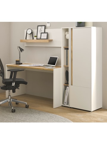 Furn.Design Schreibtischkombination 4-teilig weiß matt, Eiche Wotan 213 cm, Büromöbel Set