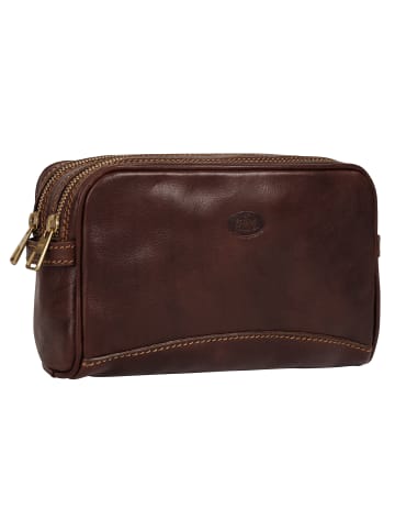 piké Kulturtasche echt Leder in braun