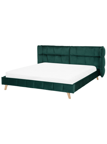 Beliani Doppelbett SENLIS in Grün - (W) 254 x (H) 100 x (L) 220 cm