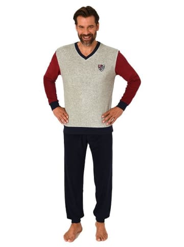 NORMANN Frottee Pyjama Schlafanzug & Bündchen - 82496 in rot