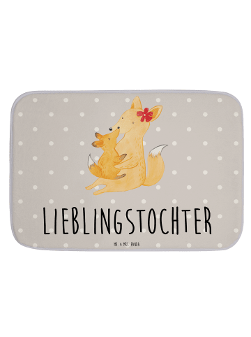 Mr. & Mrs. Panda Badteppich Fuchs Mama mit Spruch in Grau Pastell