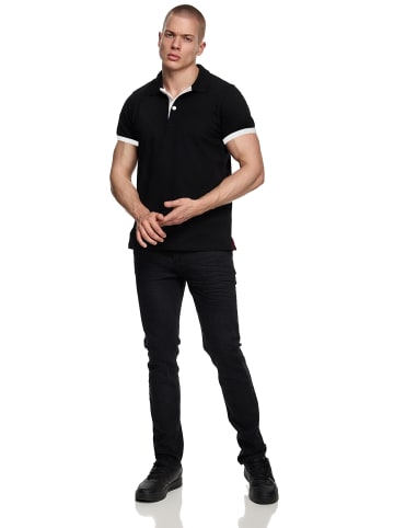 Rusty Neal Kontrast Polo Pique Shirt Regular Fit in Schwarz / Weiß