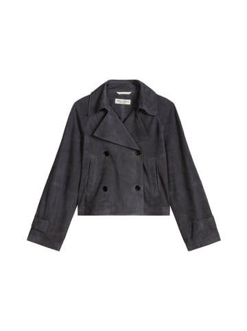 Marc O'Polo Velourslederjacke im Trench-Stil relaxed in Blue Graphite