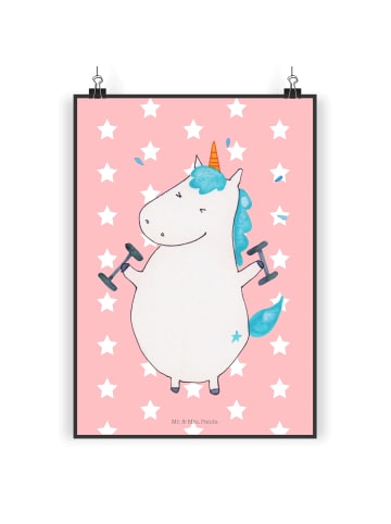 Mr. & Mrs. Panda Poster Einhorn Fitness ohne Spruch in Rot Pastell