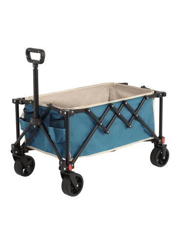 ABRIHOME Klappbarer Gartenwagen in Blau mit All Terrain Rädern und verstellbarem Griff