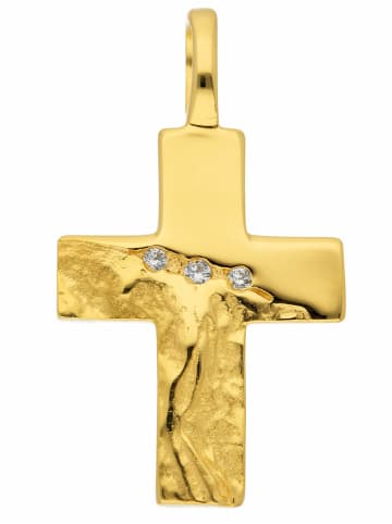 Adeliás 333 Gold Kreuz Anhänger mit Zirkonia in gold