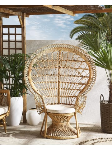 Beliani Sessel EMMANUELLE in Braun/Beige - (W) 120 x (H) 150 x (L) 50 cm