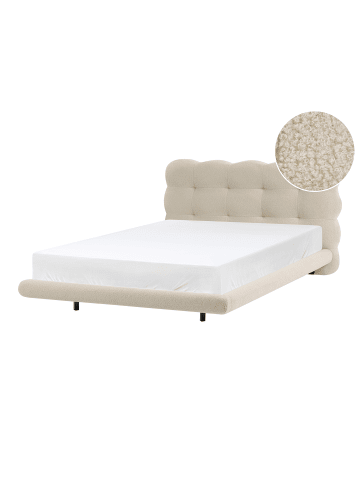 Beliani 2-tlg Doppelbett SOULISSE in Beige/Schwarz