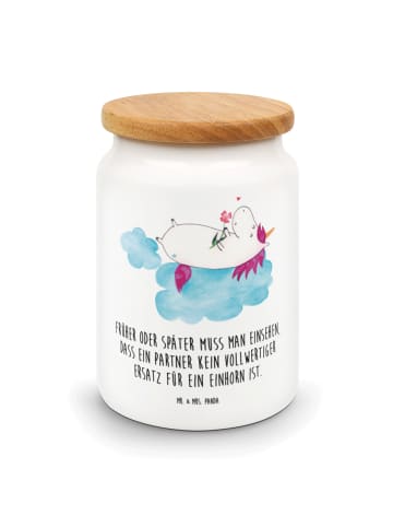 Mr. & Mrs. Panda Vorratsglas Einhorn Verliebt mit Spruch in Weiß