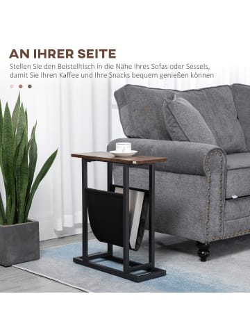 HOMCOM Beistelltisch-49L x 19B x 55H cm-Dunkelbraun+Schwarz