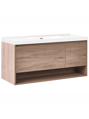 Beliani 2-tlg Badezimmerschrank UMAYO in Braun/Weiß