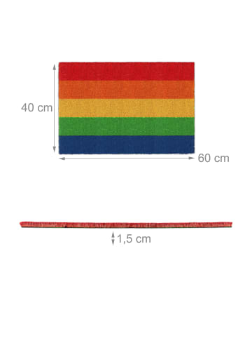relaxdays Fußmatte "Regenbogen" in Bunt - (B)60 x (T)40 cm