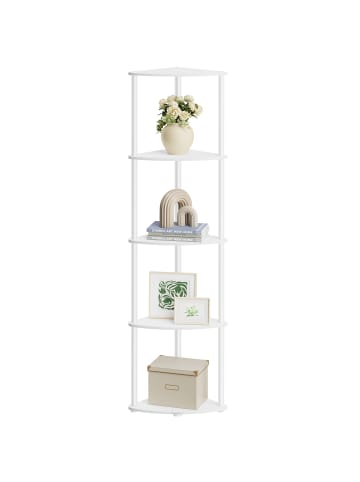 SONGMICS HOME Eckregal Braylin in Schneeweiß - (B)27 x (H)139 x (T)38.3 cm
