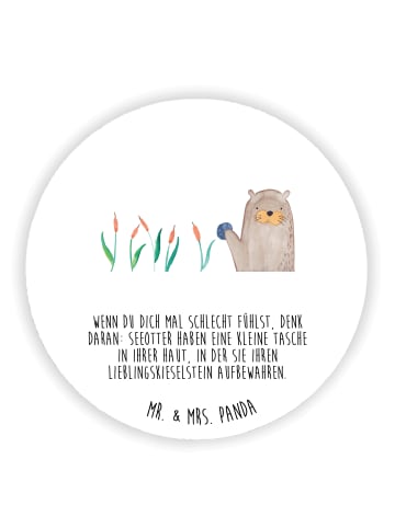 Mr. & Mrs. Panda Kühlschrankmagnet Otter Stein mit Spruch in Weiß