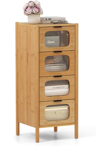 COSTWAY Kommode mit 4 Schubladen in Hellbraun