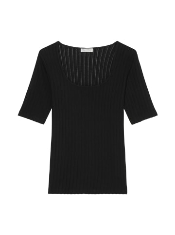 Marc O'Polo Pointelle-T-Shirt relaxed in Schwarz