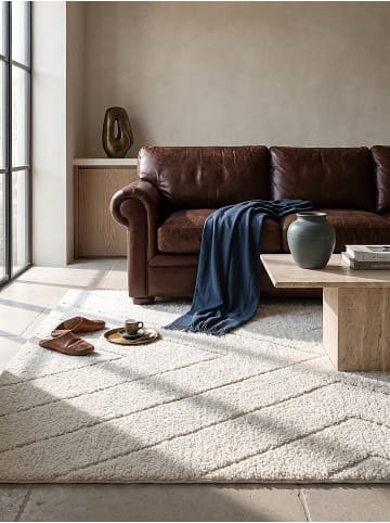 KADIMA DESIGN Teppich Shaggy Berber weich wohnlich Wohnzimmer Schlafzimmer gemütlich in Creme