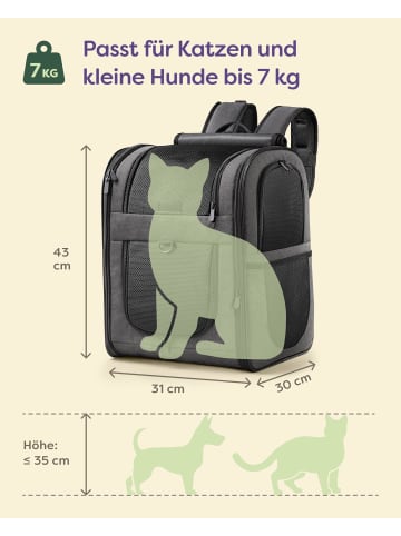 Knupis Katzen- & Hunderucksack 7kg - Oxford Netzdach Sicherheitsleine faltbar