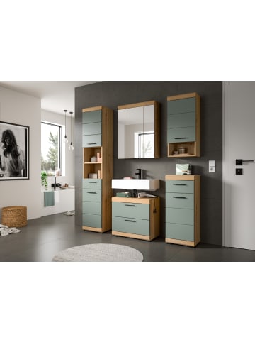 xonox.home Badkombination in Artisan Eiche/Salbei - (B) 112 x (H) 191 x (T) 37