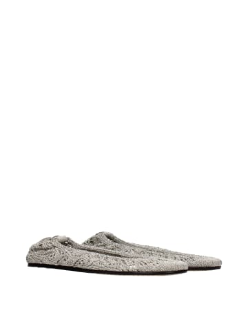 Grau Stoff Ballerina Flache Schuhe