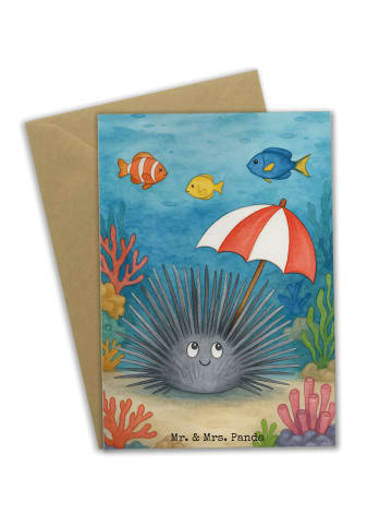 Mr. & Mrs. Panda Grußkarte Seeigel Design ohne Spruch in Weiß
