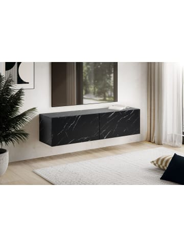 KADIMA DESIGN Lowboard Hängend Marmor-Optik 120x30x30 cm TV-Schrank, Design in Schwarz