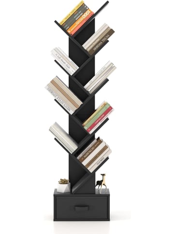COSTWAY Bücherregal in Baumform in Schwarz