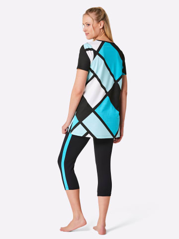 WITT WEIDEN Capri-Anzug in schwarz-türkis-bedruckt