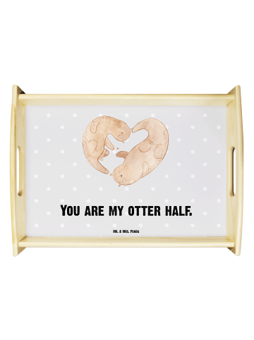 Mr. & Mrs. Panda Bett-Tablett Otter Herz mit Spruch in Grau Pastell