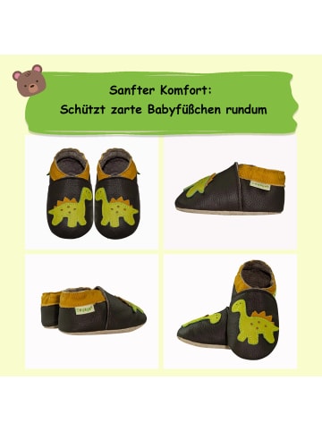 Sayoyo Baby Krabbelschuhe aus Leder, weiche Lauflernschuhe mit rutschfester Sohle 