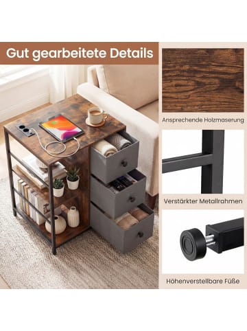 COSTWAY Aktenschrank mit Ladestation 46 x 40 x 63 cm in Braun